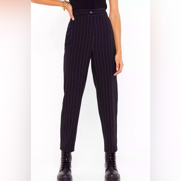 Pinstripe High Waisted Tapered Pants Size 4 (S) NWT - Picture 1 of 8